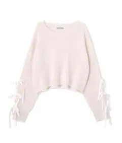 【JILL by JILLSTUART】フィルムラメスリーブリボンニット