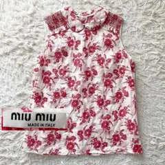 ミュウミュウ ノースリーブワンピース ジャガード 花柄 ボタニカル 