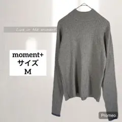 【moment+】ボトルネック配色ラインワイドリブニットプルオーバー/グレー/M