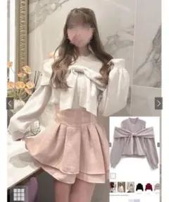 GRL グレイル オープンショルダービジューリボンニットトップス[dr784]