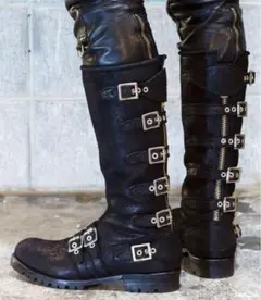 バックルブーツ　27.5 blackmeans ブラックミーンズ blackmeans - ロングバックルブーツ / BLACK SUEDE | HAZE