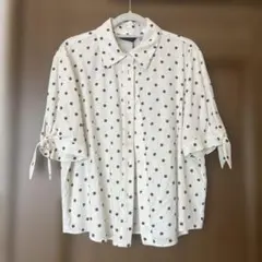 ZARA ドット柄 半袖シャツ ホワイト XSのサムネイル