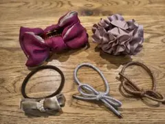ヘアアクセサリーセット　リボン　ピンク