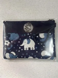 象と花のプリントポーチ ネイビー