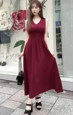 新品未使用 シェリミー バックリボンワンピース ワインレッド