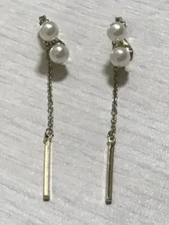 パール風チェーンヴィンテージイヤリング