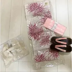 浴衣 ❤︎ 帯 セット 下駄 巾着 着物 和柄 花 ヘコ帯 大人 レッド 