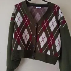 OLIVE des OLIVE アーガイル柄 カーディガン