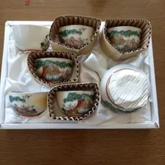 九谷焼美泉 高砂 急須 湯呑みセット未使用　レトロ縁起物