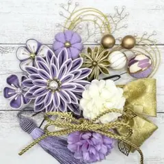 髪飾り　☆3877☆ つまみ細工　成人式　卒業式　結婚式　七五三　帯留め