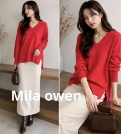 MilaOwenミラオーウェンVネックカシミヤ混ニット レッド 秋冬レディースのサムネイル
