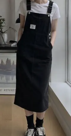 黒 サロペット スカート FREESIZE