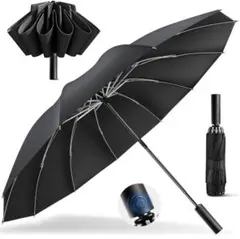 〖新品〗逆折り式 折りたたみ傘 12本骨 自動開閉 晴雨兼用 ワンタッチ