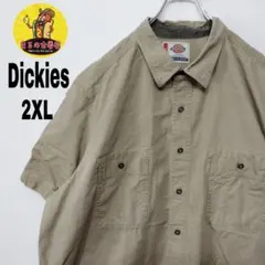 USA古着　Dickies　半袖ボタンシャツ2XL　ベージュ