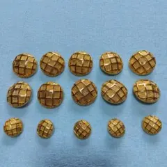 ゴールド 格子模様 ボタン まとめ売り