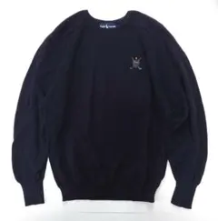 初期 ポロゴルフ✨ラルフローレン コットンニット M ネイビー 英国製 ポニー
