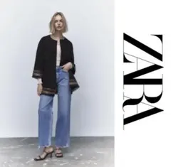 ZARAフェイクスエードジャケットコート　ブラックLサイズ