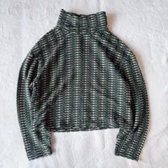 ZARA タートルネックニット モックネック クロップド丈 総柄
