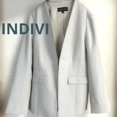 INDIVI ノーカラージャケット S 日本製 フォーマル　ビジネス　匿名配送のサムネイル