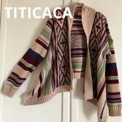 チチカカ カーディガン ボーダー ベージュ系 TITICACA
