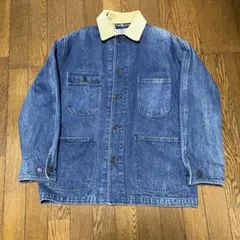 ラルフローレン　80s デニムカバーオール　襟コーデュロイ