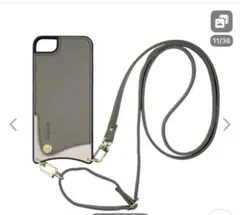 Elegante スマホショルダー iPhone16 ケース チャコール カード