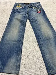 レッドペッパー　パッチ付きライトブルーデニムパンツ