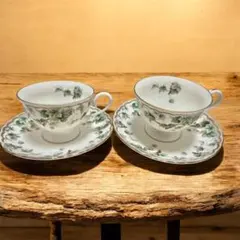 未使用 NARUMI ナルミ 葡萄柄ティーカップ・ソーサー 2客