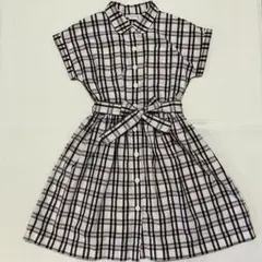 BONPOINT チェック シャツ 半袖 ワンピース 12A