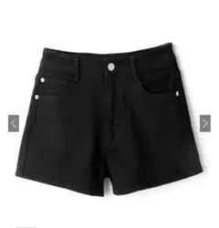 黒デニムショートパンツ ハイウエスト