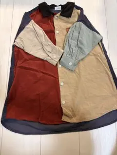 BREEZE マルチカラー コットン 長袖ワンピース