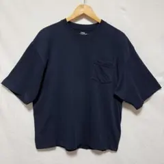 GU ジーユー 無地 ゆったり オーバーサイズ ポケット Tシャツ M ネイビー