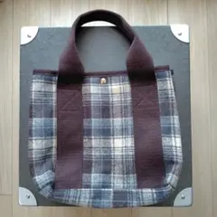 チェック柄　トートバッグ　サブバッグ　茶色