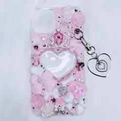 iPhone13.14 デコ電 デコケース ピンク 平成女児 量産型 地雷系 姫