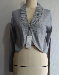 グレーのショート丈カーディガン ボレロのサムネイル