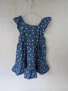 BabyGAP デニム 水玉 ノースリーブ フリル ワンピース18-24