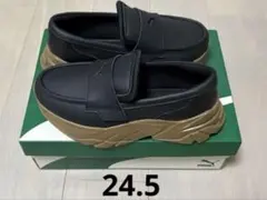 再値下げ！PUMA！美品！プーマウィメンズローファー　24.5 黒×ブラウン