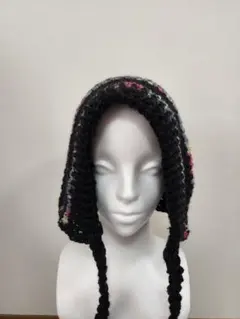 カラフルストライプの編み物帽子