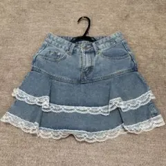 デニムフリルミニスカート