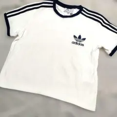 adidas 半袖Tシャツ ホワイト/ネイビー　パイル地のサムネイル