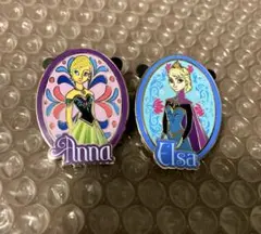 ディズニー　ピンバッジ　ピンバッチ　アナと雪の女王　アナとエルサ （２個）