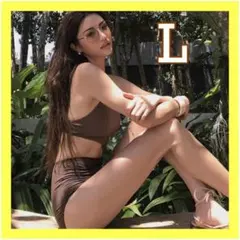 L ワンショルダー セクシー オシャレ 肌見せ バイカラー 水着 ハイウエスト