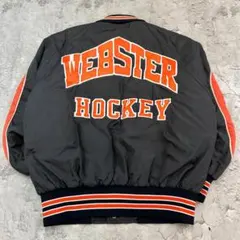 USA製　Shaffer　ホッケー　スタジャン　古着　ブラック　オレンジXL相当