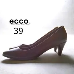 ecco 本革 替えリフト付 ヒール高6 黒 24.5 ポインテッドトゥ