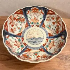 銘・角冨】古伊万里 金彩色絵 恵比寿・鶴文様 大皿 飾り皿 骨董品 尺一