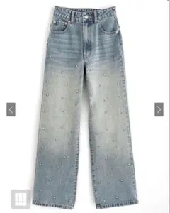 GRLビジューストレートデニムパンツcu466