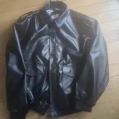 黒ジャケット　フライトジャケット　ミリタリーライダース　フェイクレザー