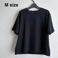 【SEASON REASON 】スカラップデザイン 半袖カットソー ブラック