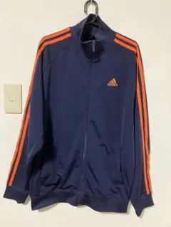 20年前 adidas スリーライン ジャージ Lサイズ ネイビー/オレンジ