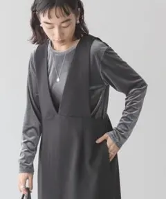 【AMERICAN HOLIC】ベロアクルーネックカットプルオーバー